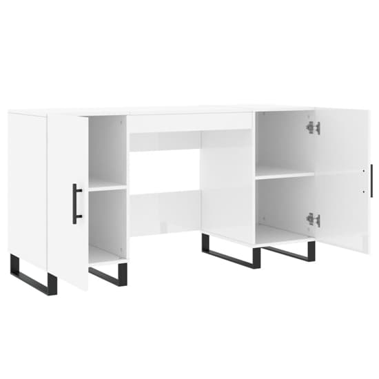 Alivia High Gloss Computer Desk With 2 Doors In White_3