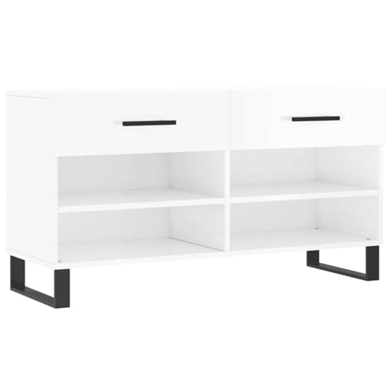 Alivia High Gloss Shoe Storage Bench With 2 Drawers In White_2