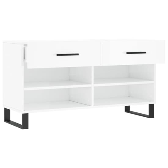 Alivia High Gloss Shoe Storage Bench With 2 Drawers In White_3