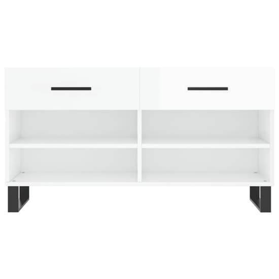 Alivia High Gloss Shoe Storage Bench With 2 Drawers In White_4