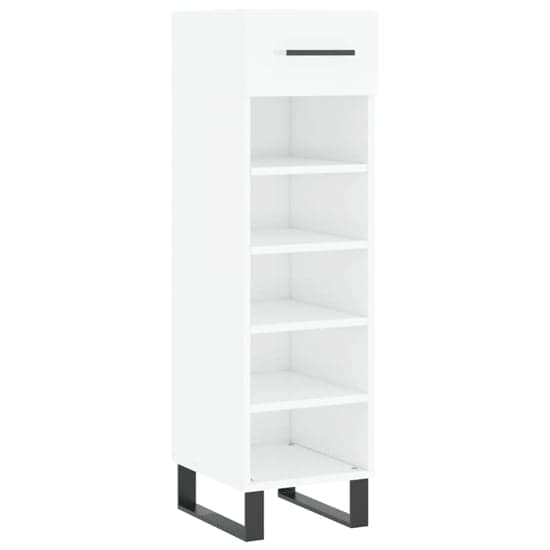 Alivia High Gloss Shoe Storage Cabinet With 2 Drawers In White_2