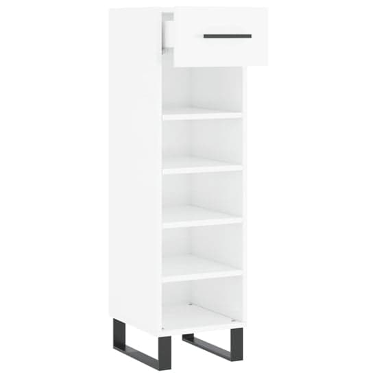 Alivia High Gloss Shoe Storage Cabinet With 2 Drawers In White_3