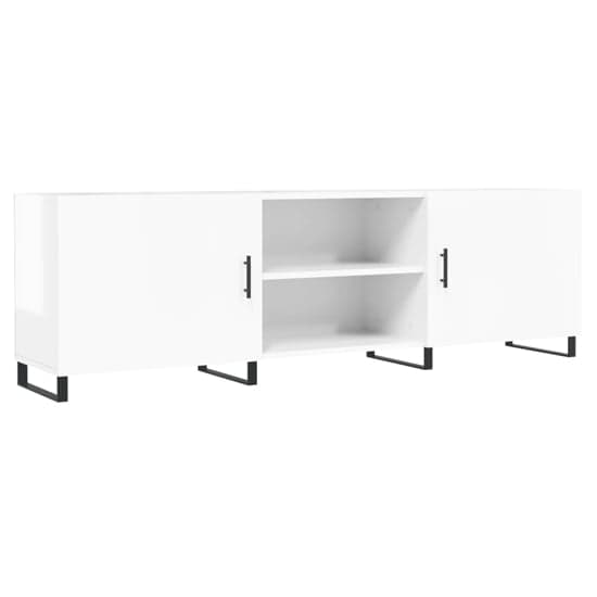 Alivia High Gloss TV Stand With 2 Doors In White_2
