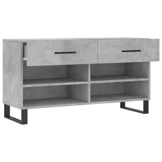 Alivia Shoe Storage Bench With 2 Drawers In Concrete Effect_3