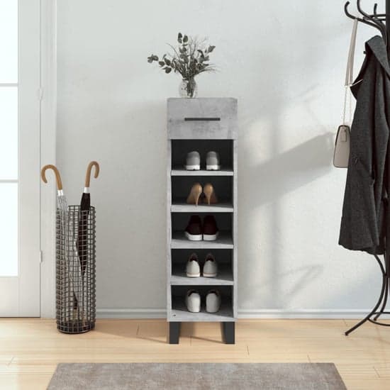 Alivia Shoe Storage Cabinet With 2 Drawers In Concrete Effect_1