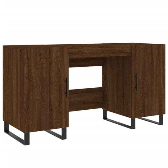 Alivia Wooden Computer Desk With 2 Doors In Brown Oak_2