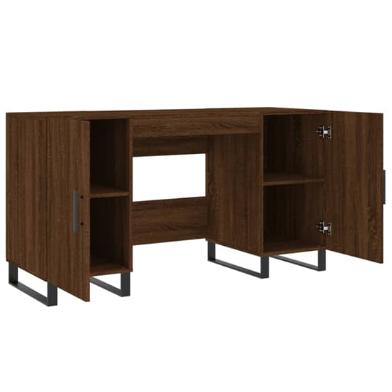 Alivia Wooden Computer Desk With 2 Doors In Brown Oak_3