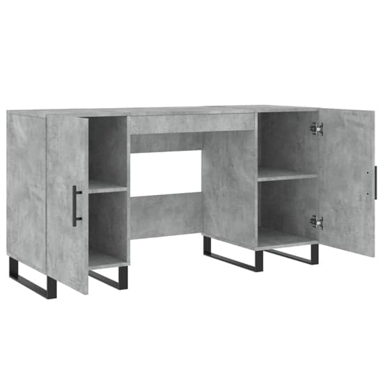 Alivia Wooden Computer Desk With 2 Doors In Concrete Effect_3