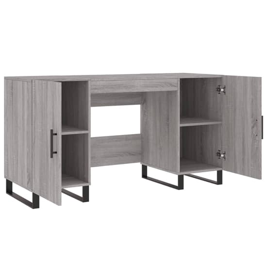 Alivia Wooden Computer Desk With 2 Doors In Grey Sonoma Oak_2
