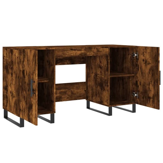 Alivia Wooden Computer Desk With 2 Doors In Smoked Oak_3