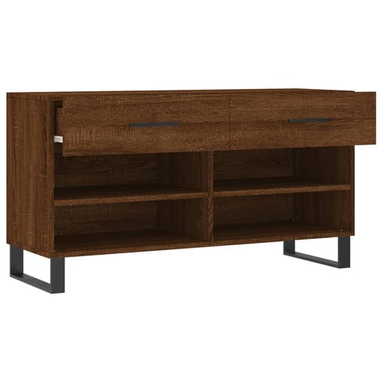 Alivia Wooden Shoe Storage Bench With 2 Drawers In Brown Oak_3
