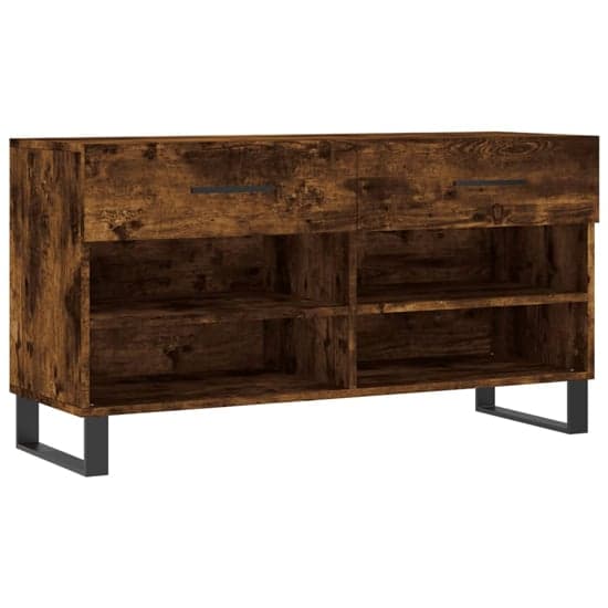 Alivia Wooden Shoe Storage Bench With 2 Drawers In Smoked Oak_2