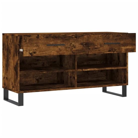 Alivia Wooden Shoe Storage Bench With 2 Drawers In Smoked Oak_3