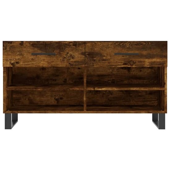Alivia Wooden Shoe Storage Bench With 2 Drawers In Smoked Oak_4
