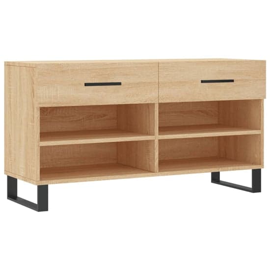 Alivia Wooden Shoe Storage Bench With 2 Drawers In Sonoma Oak_2