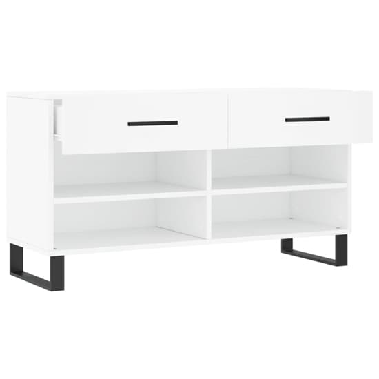 Alivia Wooden Shoe Storage Bench With 2 Drawers In White_3