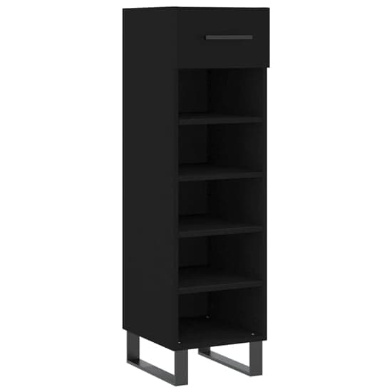 Alivia Wooden Shoe Storage Cabinet With 2 Drawers In Black_2