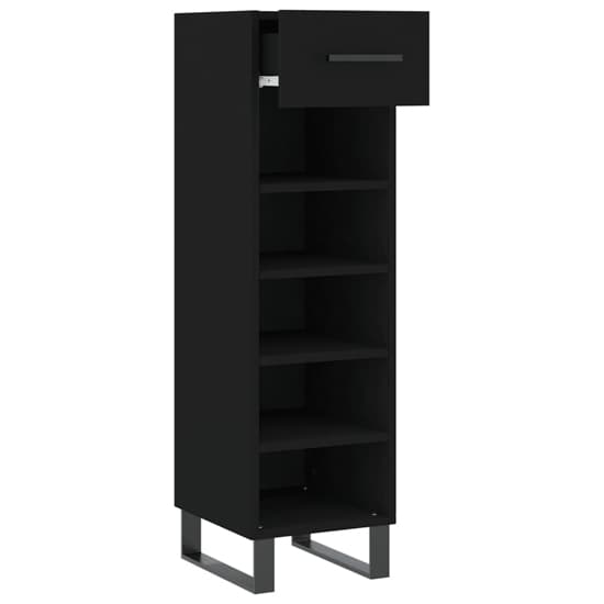 Alivia Wooden Shoe Storage Cabinet With 2 Drawers In Black_3