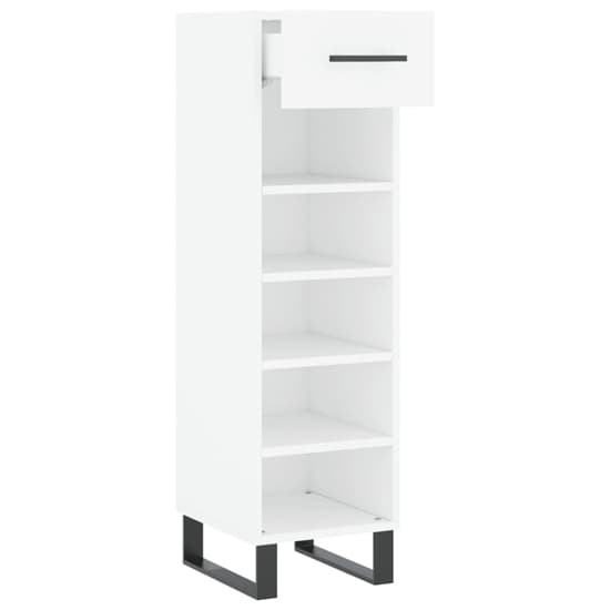 Alivia Wooden Shoe Storage Cabinet With 2 Drawers In White_3