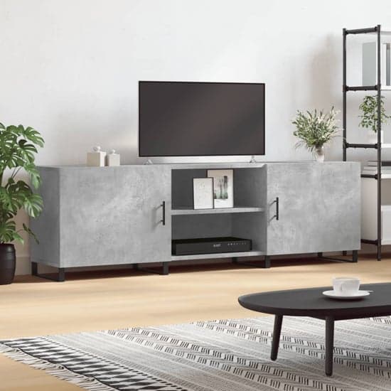 Alivia Wooden TV Stand With 2 Doors In Concrete Effect_1
