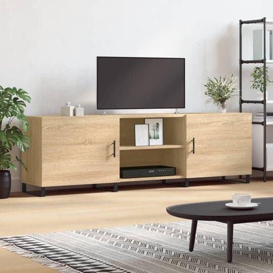 Alivia Wooden TV Stand With 2 Doors In Sonoma Oak_1