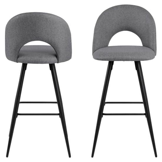 Aliya Light Grey Fabric Bar Chairs With Metal Frame In Pair_2