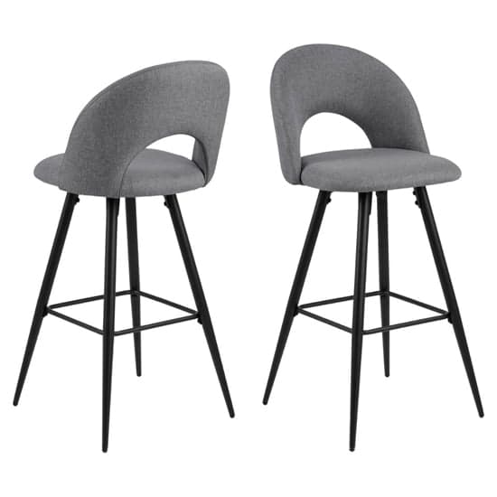 Aliya Light Grey Fabric Bar Chairs With Metal Frame In Pair_1