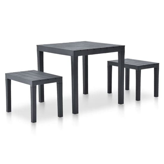 Aliza Plastic Garden Dining Table With 2 Benches In Anthracite_1