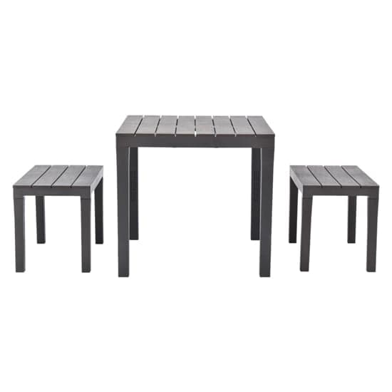Aliza Plastic Garden Dining Table With 2 Benches In Brown_2