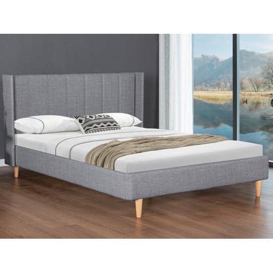 Allegro Fabric King Size Bed In Grey_1