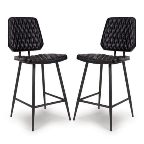 Allen Black Genuine Buffalo Leather Counter Bar Chairs In Pair_1