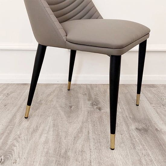 Allen Grey Faux Leather Dining Chairs With Black Legs In Pair_3