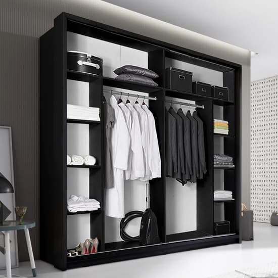 Allen Large Wardrobe With 2 Sliding Doors In Matt Black Furniture in