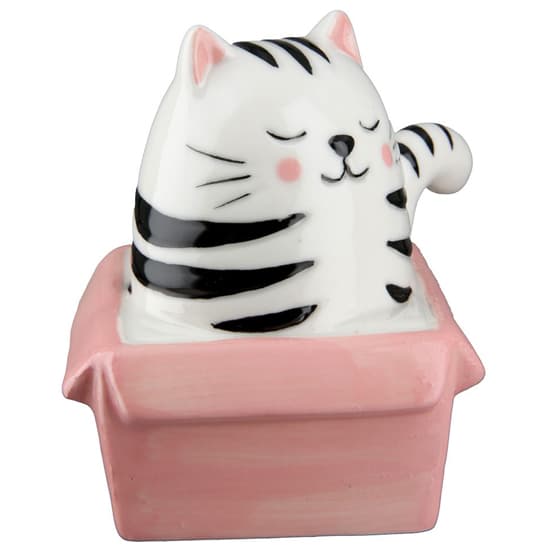 Allen Porcelain Cat Findus Sculpture In Rose And White_2