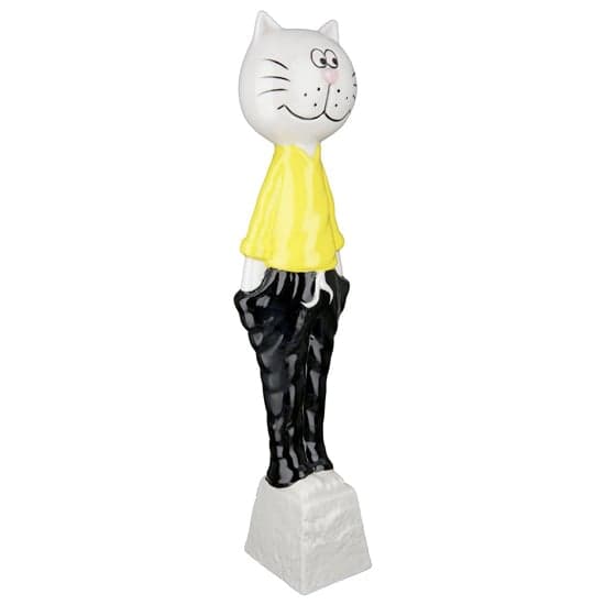 Allen Porcelain Cat Lenso Sculpture Large In Yellow And Black_2