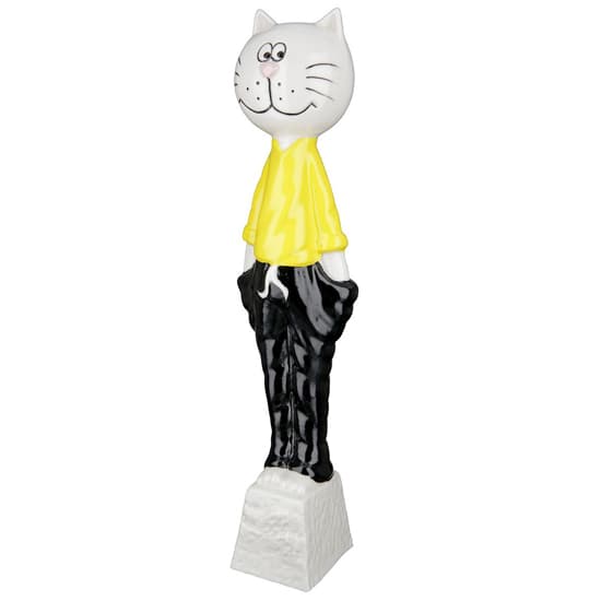 Allen Porcelain Cat Lenso Sculpture Medium In Yellow And Black_3