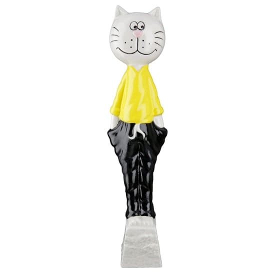 Allen Porcelain Cat Lenso Sculpture Medium In Yellow And Black_1
