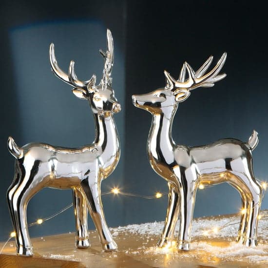 Allen Porcelain Deer Standing Sculpture In Silver_1