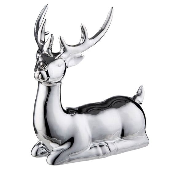 Allen Porcelain Lying Deer Sculpture In Silver_2