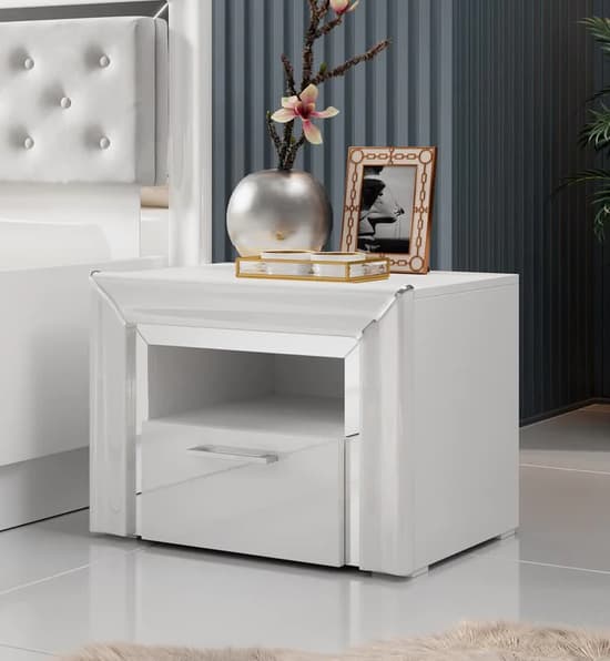 Allen Wooden Bedside Cabinet With 1 Drawer In White_1