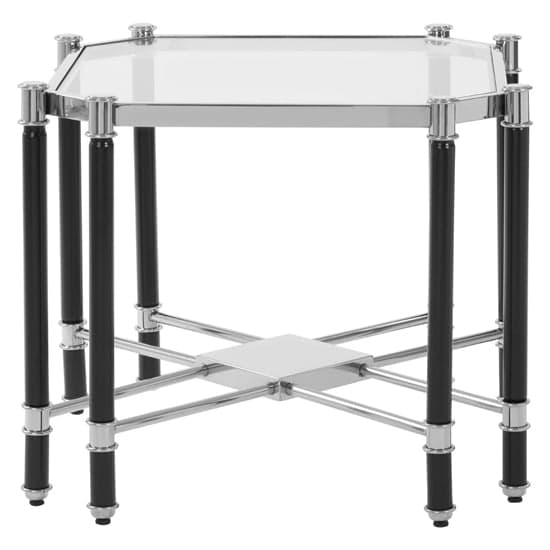 Allessa Clear Glass End Table With Black And Silver Frame_2
