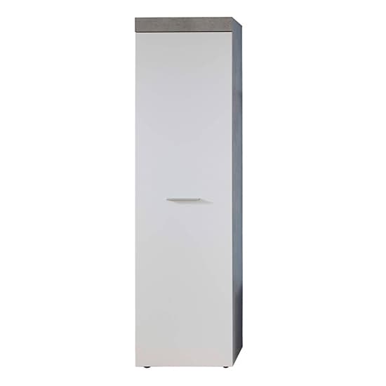 Alley Wooden Wardrobe In White And Cement Grey_3
