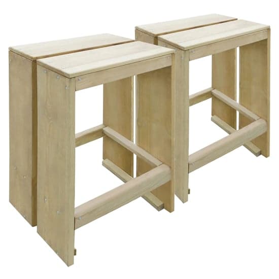 Allie Outdoor Green Impregnated Wooden Bar Stools In A Pair_1