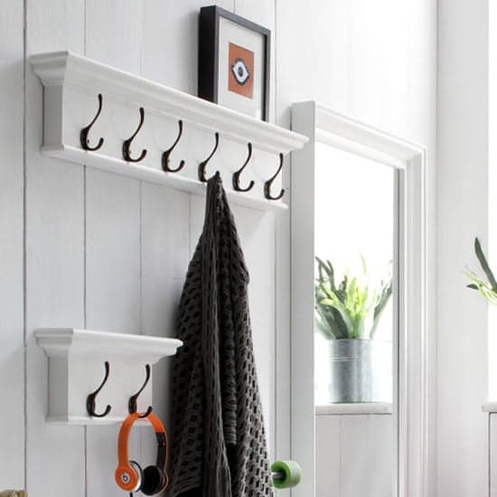 Allthorp Wooden Coat Rack In Classic White With 2 Hooks_2