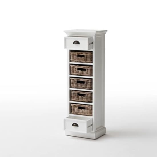 Allthorp Narrow Storage Unit With Basket Set In Classic White