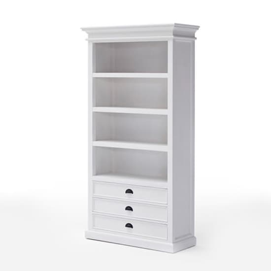 Allthorp Wooden Bookcase In Classic White With 3 Drawers_3