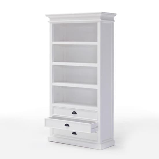 Allthorp Wooden Bookcase In Classic White With 3 Drawers_4