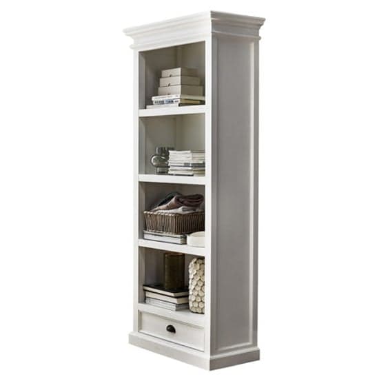 Allthorp Wooden Bookcase With 1 Drawer In Classic White_2
