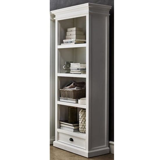 Allthorp Wooden Bookcase With 1 Drawer In Classic White_1
