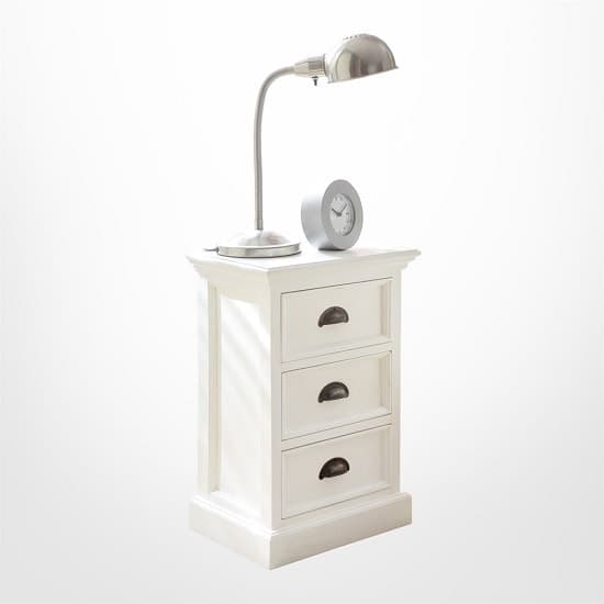 Allthorp Solid Wood Bedside Cabinet In White With 3 Drawers_7
